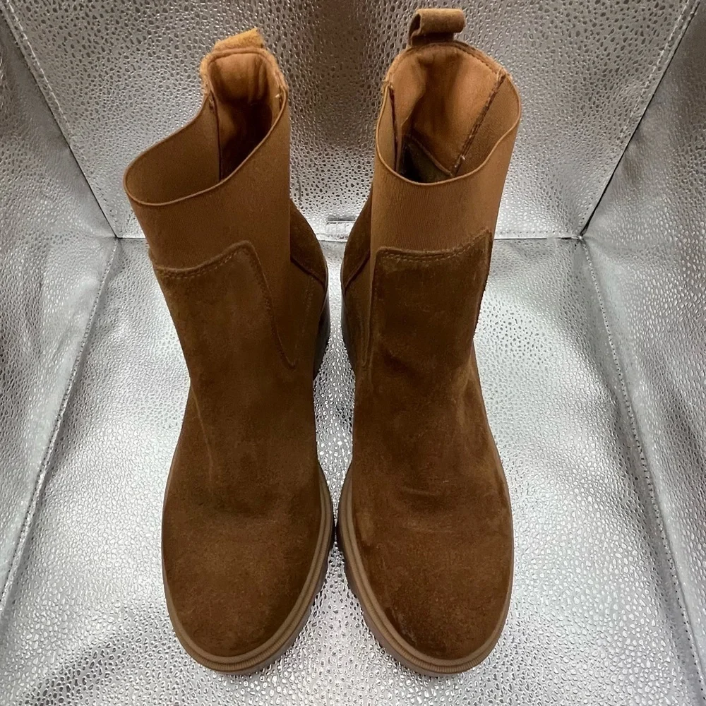 Antonio de Faria Women's Tara Brown Leather Suede Chelsea Boot Sz 9